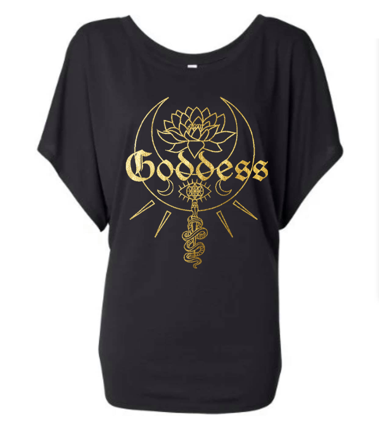 Goddess Top with gold print - Jo Stevenson Creative